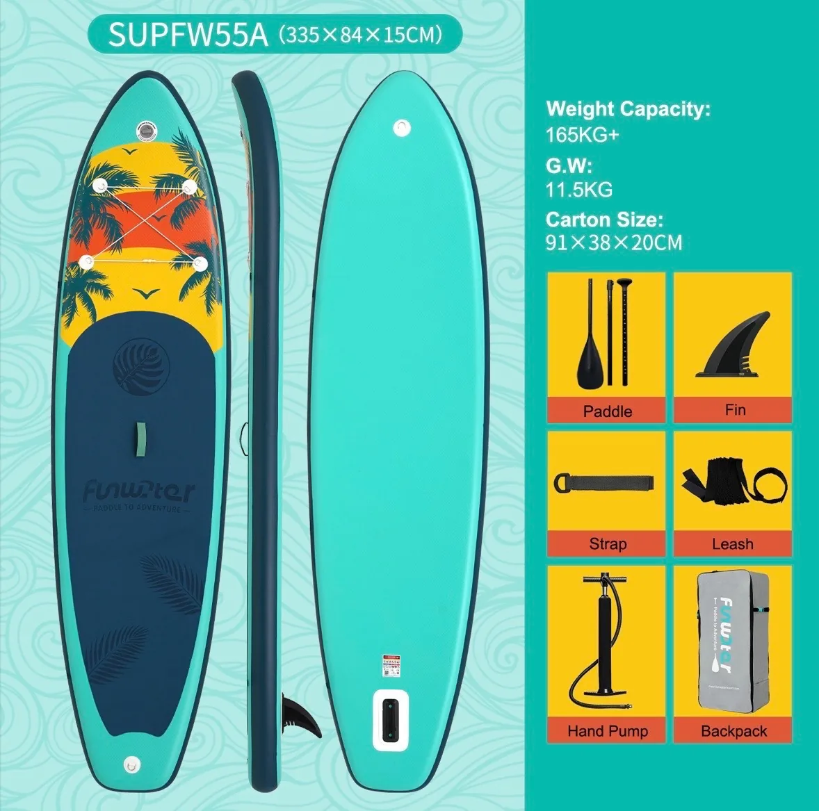 پدل برد بادی FUNWATER مدل SUPFW55A